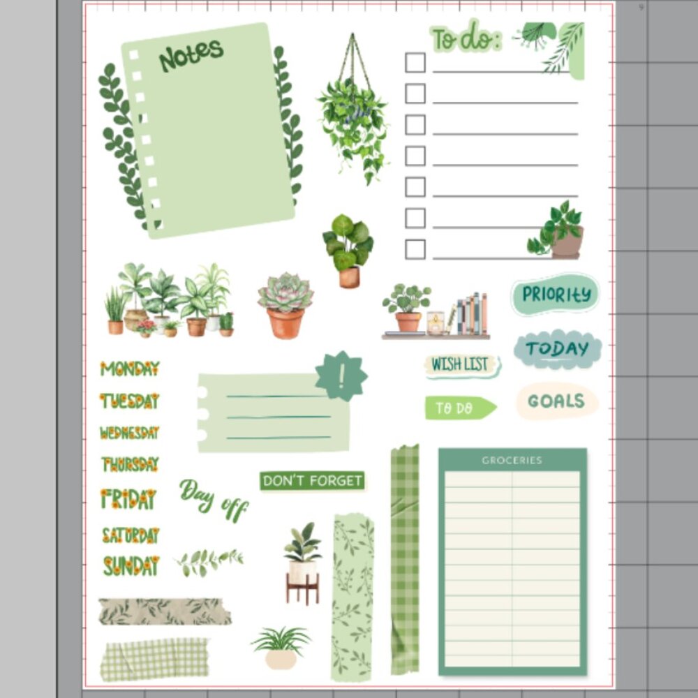 Handmade Plant Themed Planner Stickers, journal, Calendar, organize, green
